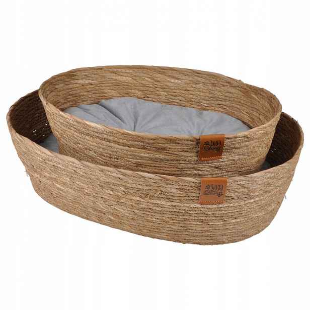 Pletené Koše Z Mořské Trávy 2 Ks Oval 45X35X14 CM 57X40X16 CM Hnědé