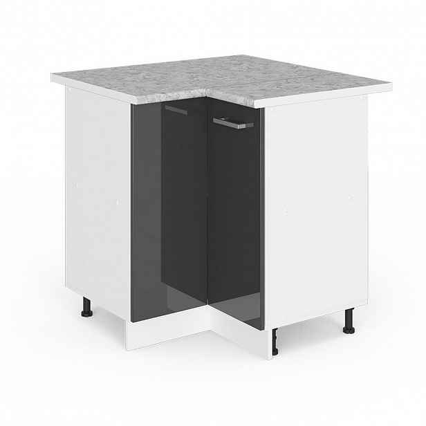 Vicco UNIVERZÁLNÍ ROHOVÁ SKŘÍŇ R-Line Antracitový vysoký lesk 75.6 cm s dvířky, s pracovní deskou