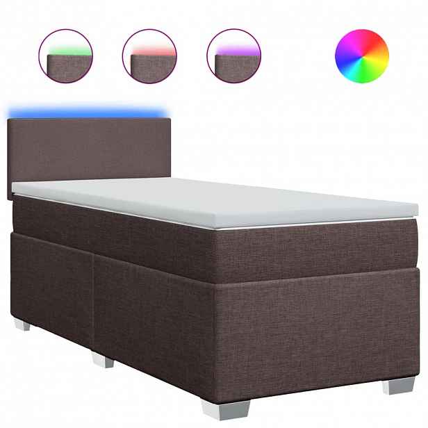 vidaXL Box spring postel s matrací tmavě hnědá 100 x 200 cm textil