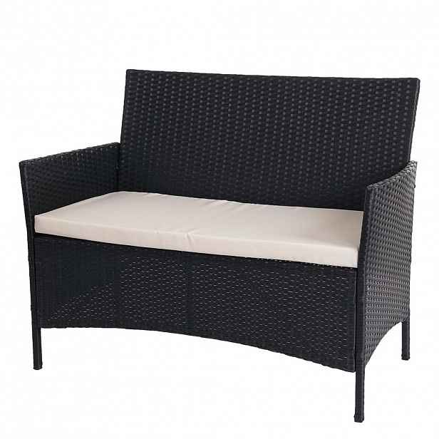 MCW POLY-RATTAN ZAHRADNÍ LAVICE Antracitová, krémově bílá