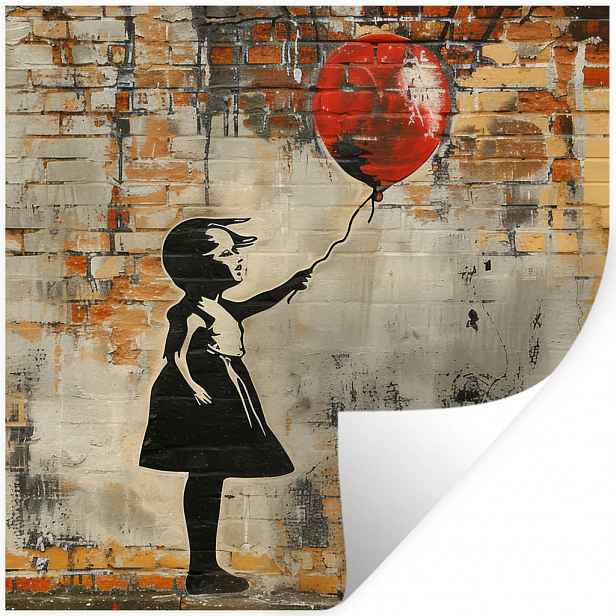 MuchoWow SAMOLEPKA NA ZEĎ Graffiti - Banksy - Dívka - Street art 50x50 cm