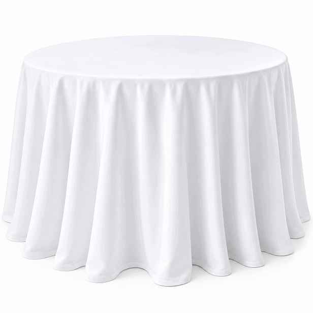 Ubrus kulatý bílý 153 cm, převis 75 cm, elegantní ubrus na stůl Vena