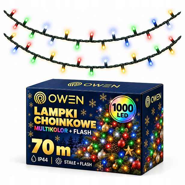 Vánoční Osvětlení Na Stromeček 1000 Led barevné Multi Flash 70 m venkovní silný kabel