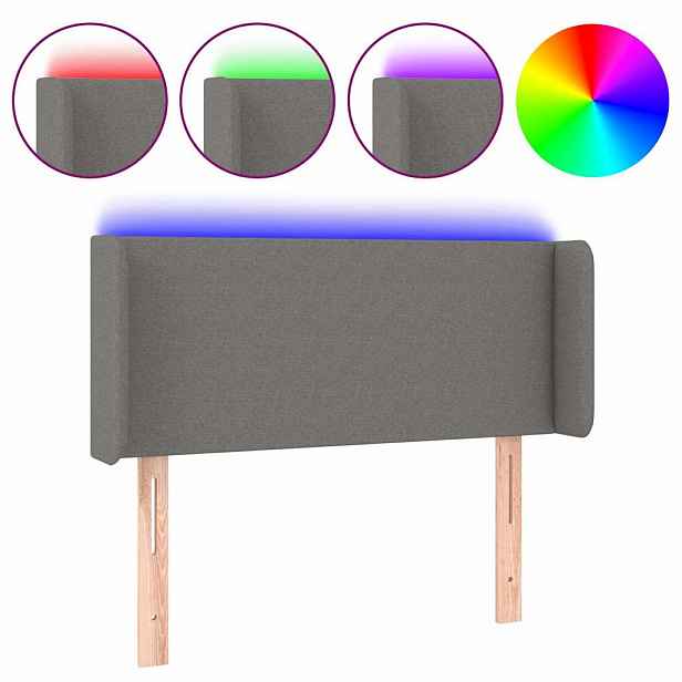 vidaXL Čelo postele s LED tmavě šedé 93 x 16 x 78/88 cm textil