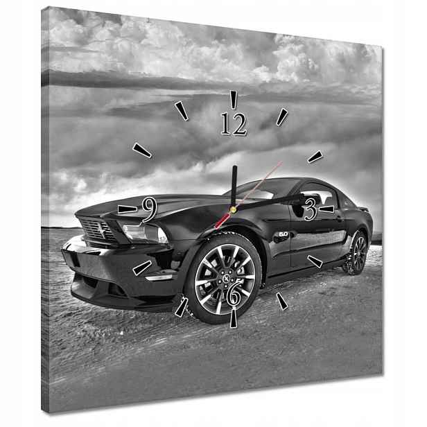 Hodiny 40x40 Ford Mustang na sněhu Auto Klasika vyrobeno v Usa