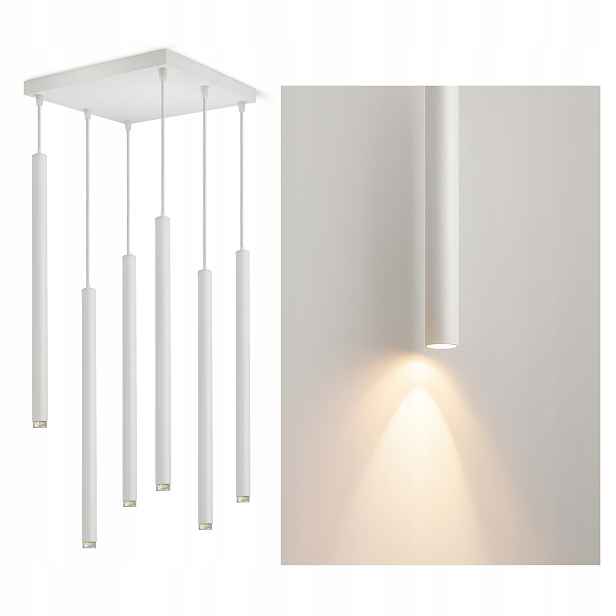 Stropní závěsná lampa Laser Sopel Tuba 854-AZ6 Bílá G9 6-bodová Led