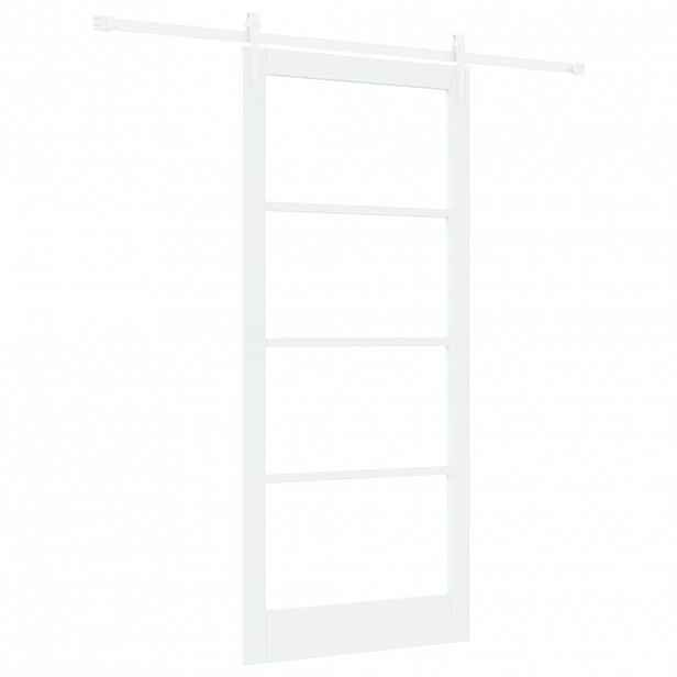 vidaXL Posuvné dveře 93 x 211 cm Masivní borové dřevo a sklo Bílá