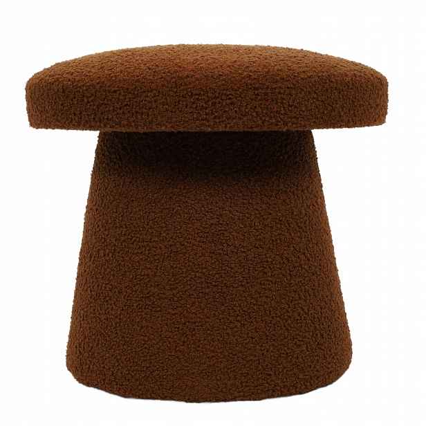 Kulatý čalouněný puf Teddy ve tvaru houby boucle, 43 x 38 cm