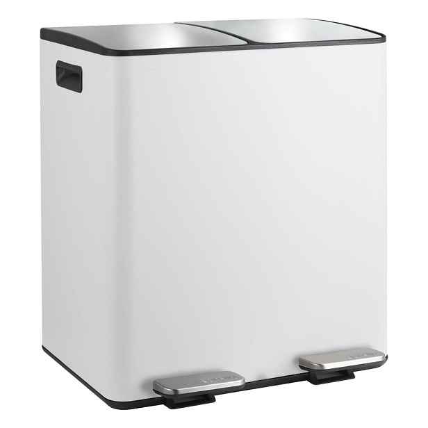 Matně bílý ocelový odpadkový koš 2x20 l na tříděný odpad/nášlapný   Aliya – Spirella