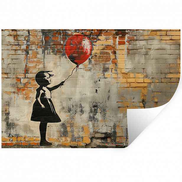 MuchoWow SAMOLEPKA NA ZEĎ Graffiti - Banksy - Dívka - Street art 60x40 cm