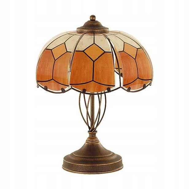 Stolní lampa Tiffany vitrážová skleněná oranžová Witraž Alfa 10658