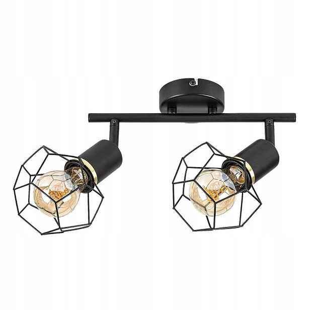 Dvojitý geometrický černý spotový stropní reflektor Fran 71066 Rabalux