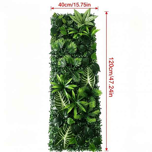 TEMU Umělé rostlinné nástěnné panely 40×120 cm, UV odolná umělá zelená stěna, syntetické tropické vertikální zahradní rohože, ideální pro venkovní