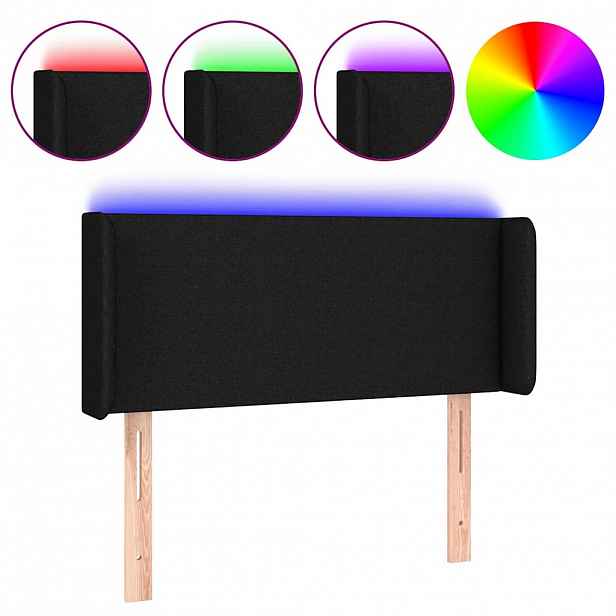 vidaXL Čelo postele s LED černé 93 x 16 x 78/88 cm textil