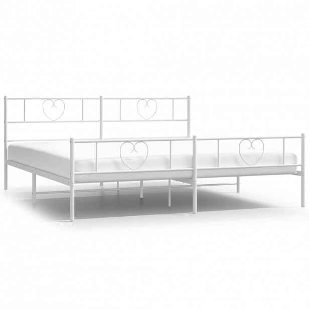 vidaXL Kovový rám postele s hlavovým a nožním čelem bílý 183 x 213 cm