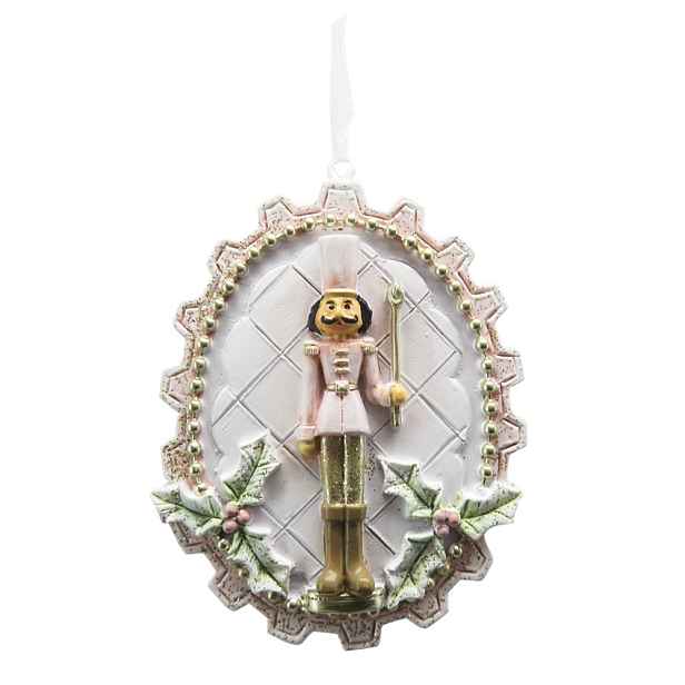 Bílá vánoční závěsná ozdoba Louskáček - 6*1*8 cm Clayre & Eef