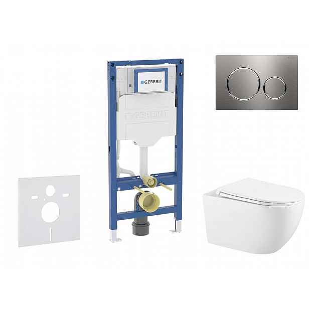 Geberit Duofix - Set předstěnové instalace, klozetu Gaia a sedátka softclose, tlačítko Sigma20, nerez SANI11CA6102B