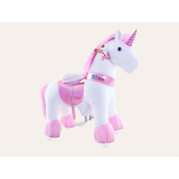 PonyCycle Mechanický jezdící kůň (na kolečkách) pro děti - jednorožec růžový varianta: Velikost 3