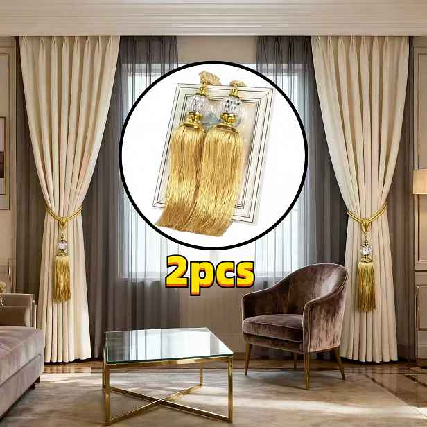 TEMU 2ks Luxusních Stužkových Popruhů na Závěsy - Retro Styl Dvora, Elegantní Dekorace Závěsů, Vhodné pro Pokoje, Hlediště, Hotelové Předsíně a Jiná
