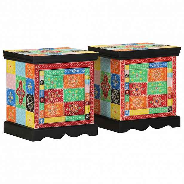 vidaXL Noční skříňka 2 ks Multicolour 40x35x45 cm Masivní dřevo Mango