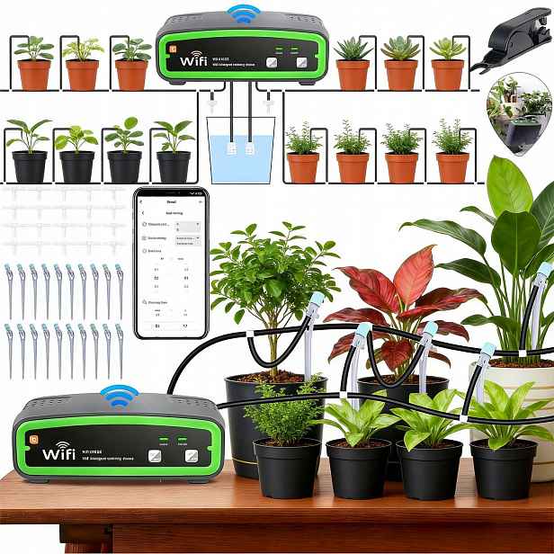 Systém Zavlažování Zahrady, Automatické Kapkové 20 Trysek Usb Baterie