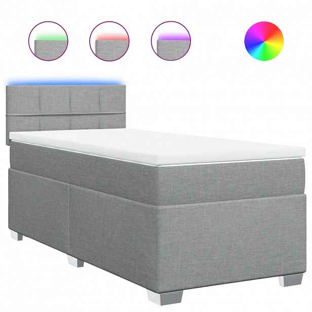 vidaXL Box spring postel s matrací světle šedý 100 x 200 cm textil