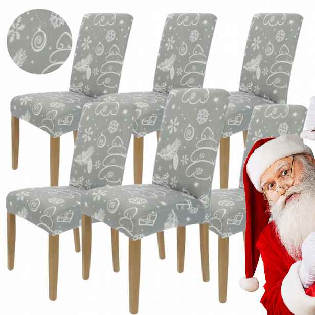 6 Ks Vánoční Potah Na Židli Sváteční Dekorace Elastické Potahy
