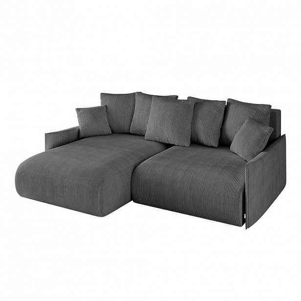 ALTDECOR ROHOVÁ SEDACÍ SOUPRAVA s otomanem vlevo ONESK-L -v1 216x177x72 tmavě šedý manšestr