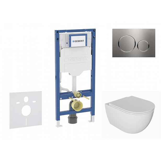 Geberit Duofix - Set předstěnové instalace, klozetu Oudee a sedátka softclose, tlačítko Sigma20, nerez SANI11CA6101B