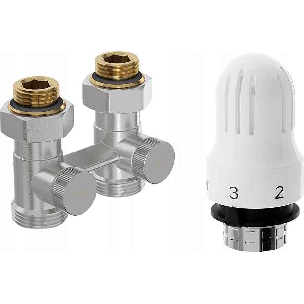 Mexen G04 Termostatická Sada Dvoutrubková DN50 Přímá 1/2"x3/4" Nikl