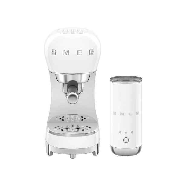 Smeg Set pákového kávovaru a napěňovače na mléko, bílá ECF12WHEU