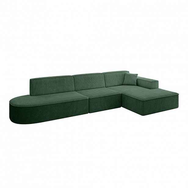 ALTDECOR ROHOVÁ SEDAČKA s otomanem vpravo IREA-L2-v4 – 327 × 165 × 77 cm, zelená