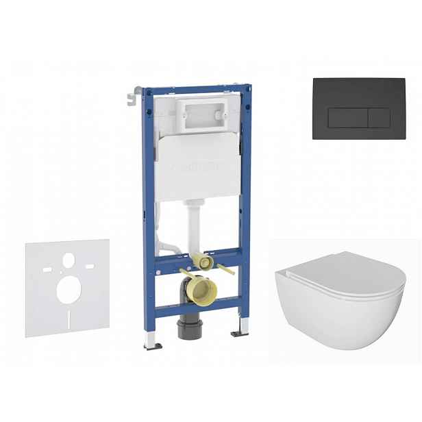 Geberit Duofix - Set předstěnové instalace, klozetu Oudee a sedátka softclose, tlačítko Delta50, matná černá SANI11CA5132B