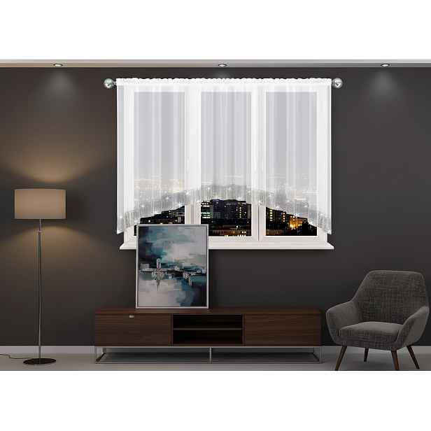 Krátká záclona se zirkony RACHEL bílá 400x120 cm