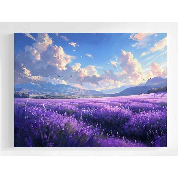 Plakát Krajina Hory Kopce Pole Levandule Mraky 100x75