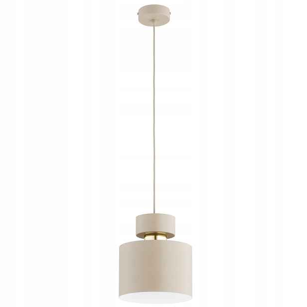 Závěsná lampa modern classic béžovo-zlatá, stínidlo válec 1xE27 15W Alfa