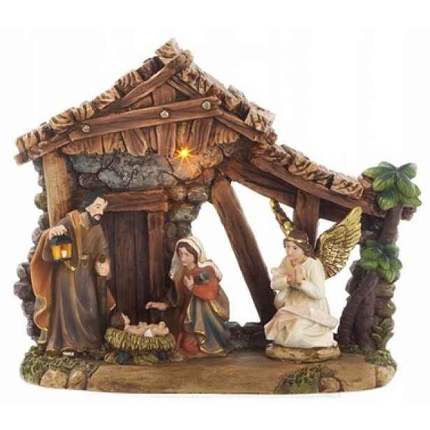 Krásný vánoční betlém s figurkami a Osvětlením 25 x 10 x 20 cm