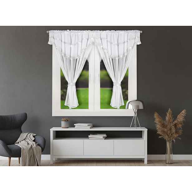 Krátká záclona se zirkony SIMONA bílá 400x150 cm