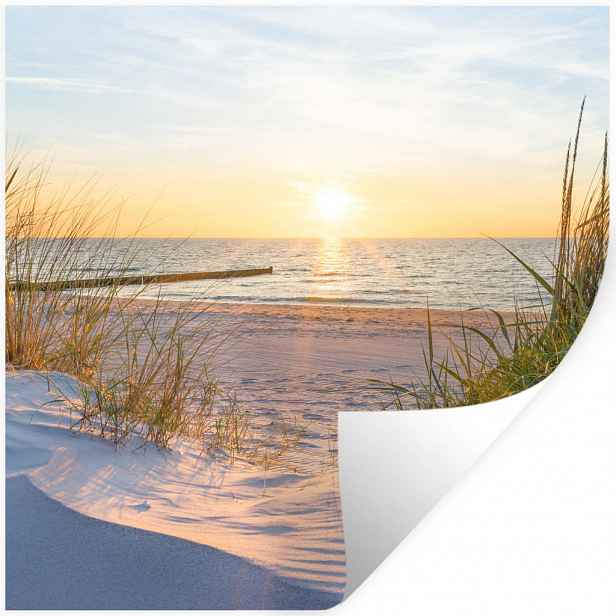 MuchoWow SAMOLEPKA NA ZEĎ Pláž - Slunce - Duna - Tráva - Písek - Horizont 50x50 cm