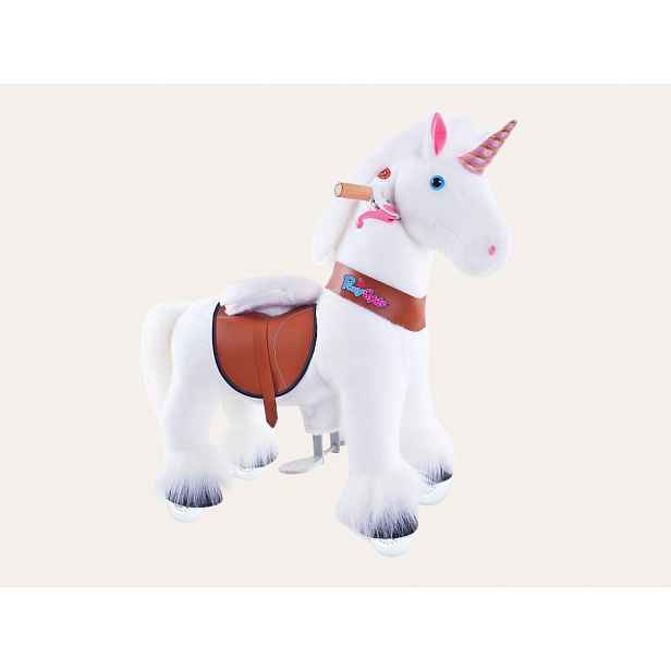 PonyCycle Mechanický jezdící kůň (na kolečkách) pro děti - jednorožec bílý varianta: Velikost 3