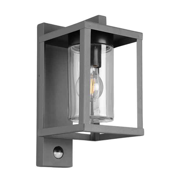 Venkovní nástěnná lampa Lunga antracit E27 IP44 senzor pohybu Trio