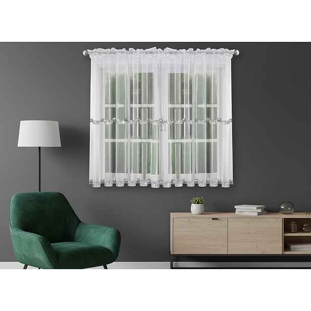 Krátká záclona se zirkony CHLOE bílá 300x150 cm