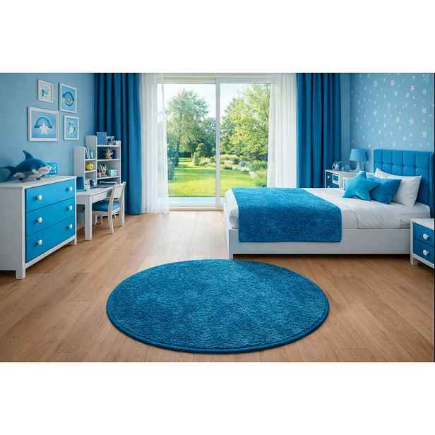 Kusový koberec Eton Exklusive turkis kruh, 160x160 (průměr) kruh, modrá, obývací pokoj, Vopi