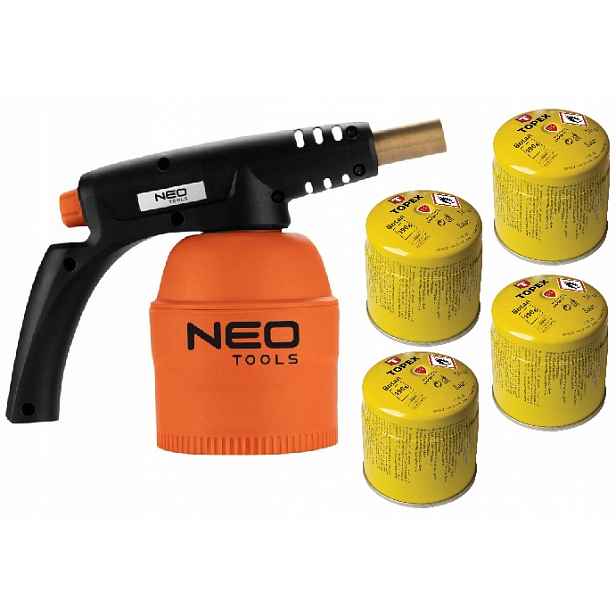 Plynová pájecí lampa Neo Tools 4 Náboje 190G