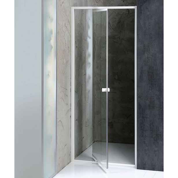 Aqualine Amico - Sprchové dveře výklopné 104-122x185 cm, čiré sklo/bílá G100