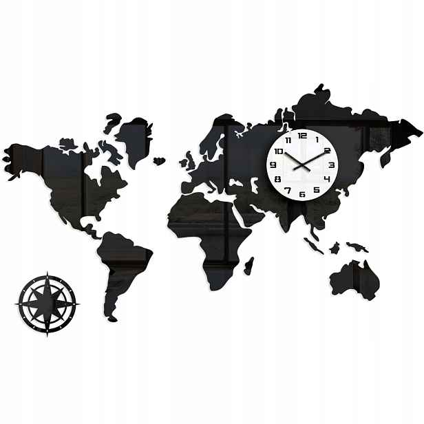 Nástěnné Hodiny World Mapa Světa 120 X 70 Stylový
