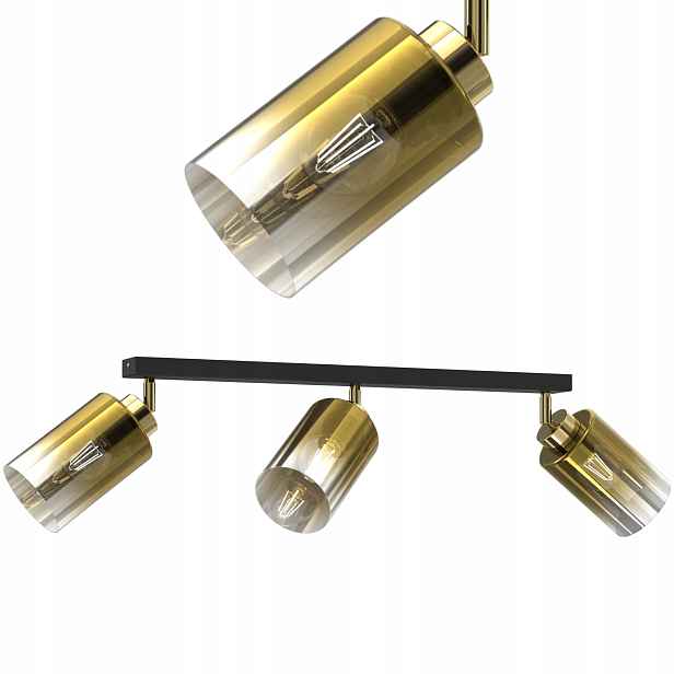Stropní Svítidlo Stropní Svítidlo Skleněný Zlatý Stínítko Ombre E27 3-ZÁSUVKY Polské Led Svítidlo