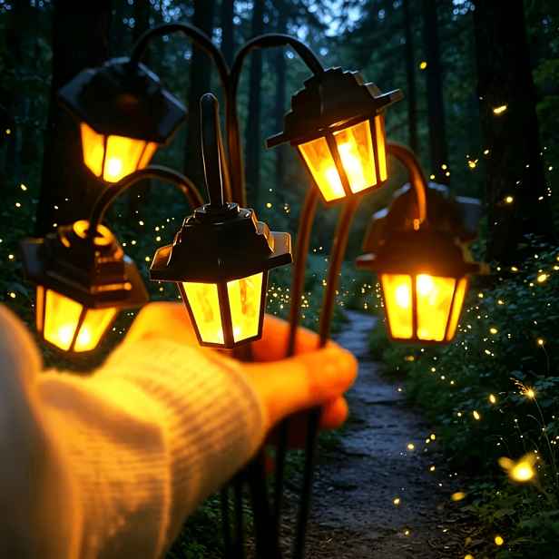 TEMU Vánoční solární LED světla na dvůr, zahradu a trávník, 6 LED
