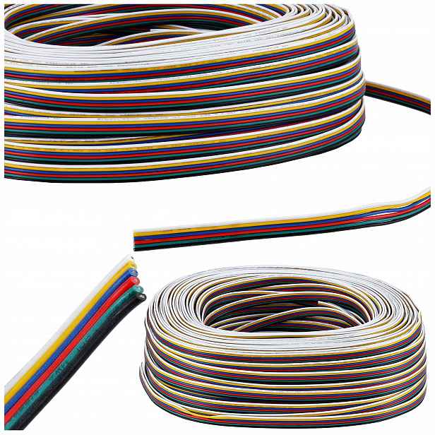 100x Kabel 6-žilový Pro Led Pásky Rgbw Cct Role Cívka