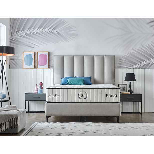 Čalouněná postel PROUD NEW - světle šedá 90 × 200 cm